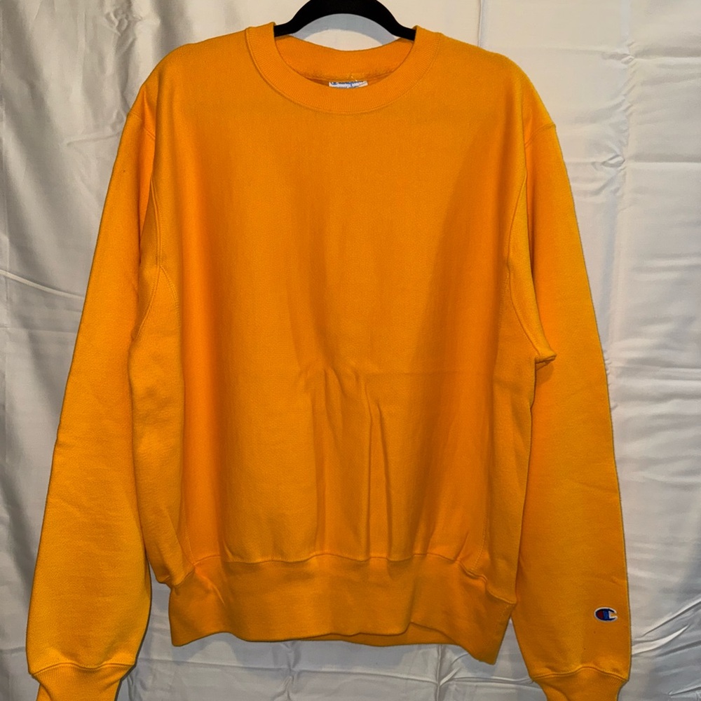 Champion Yellow Crewneck Sweater Vibrant Cotton Blend